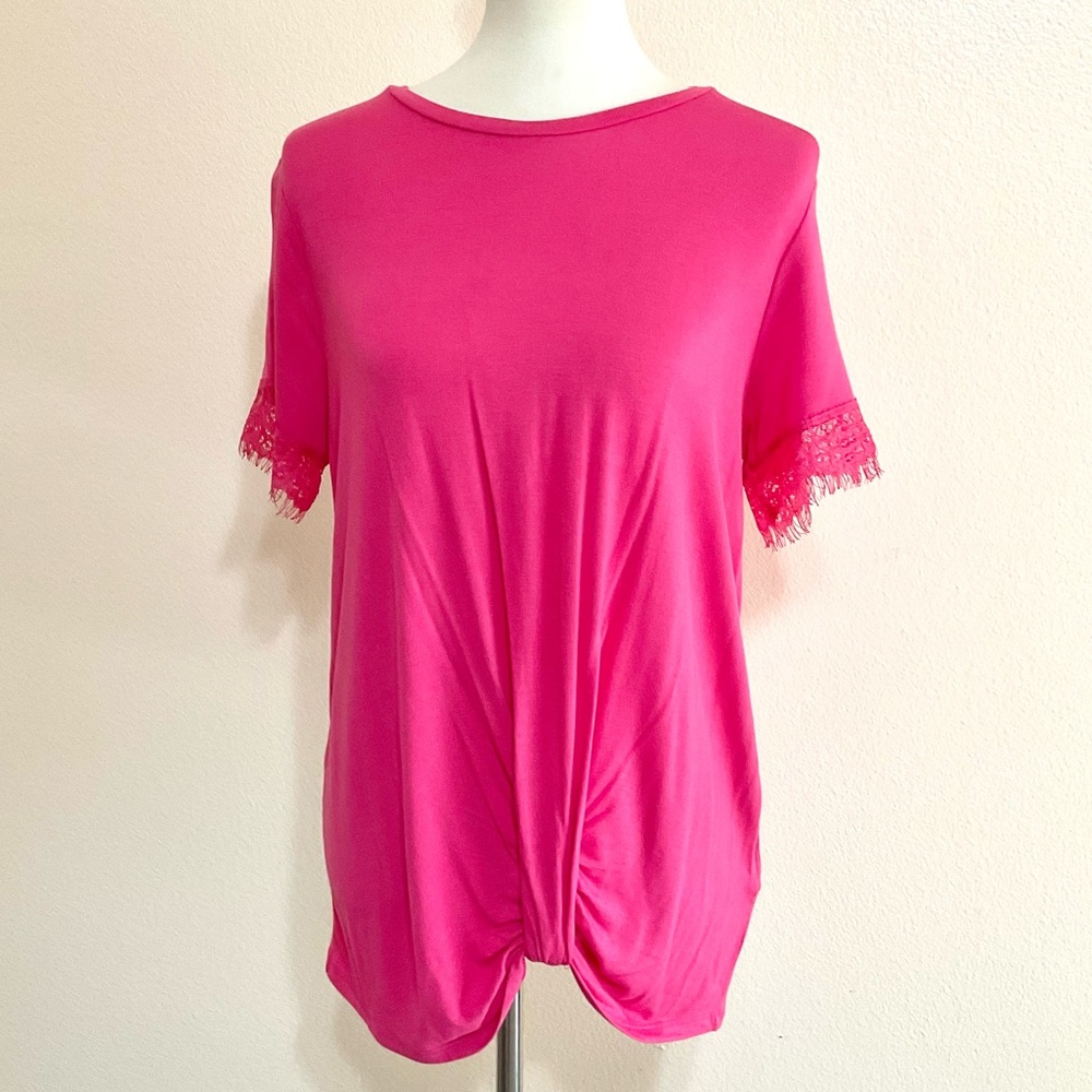 Buffalo David Bitton Twist Front Pink Tee M
